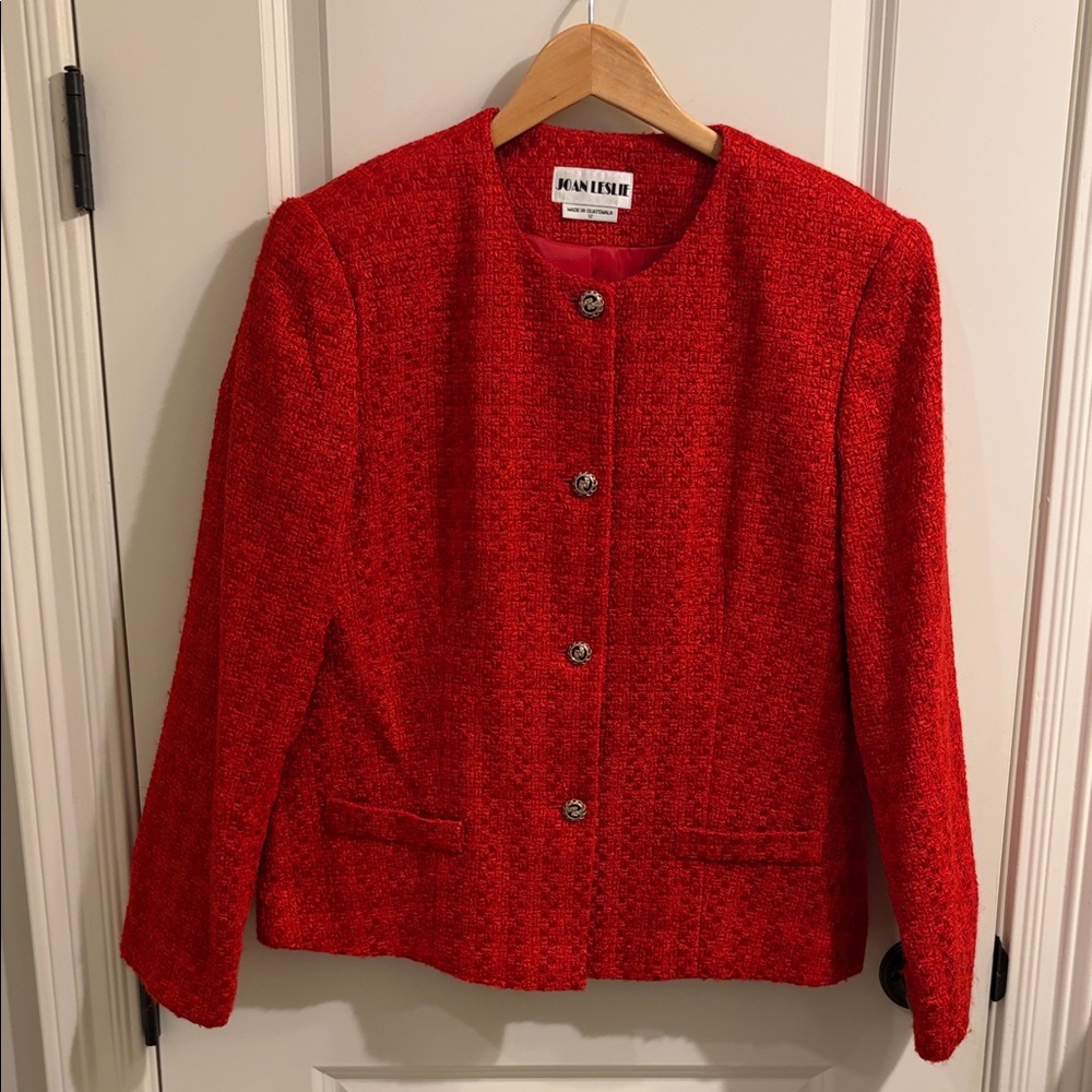Vintage Red Women's Jacket with Designer Feel